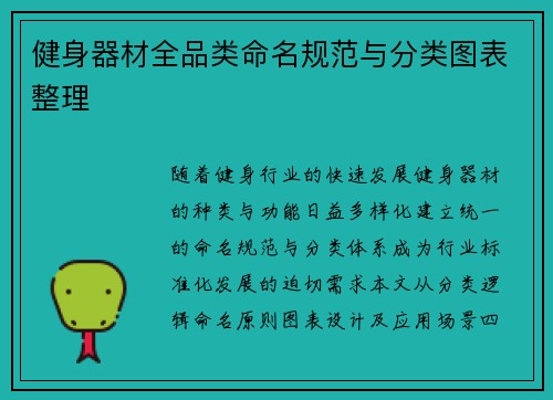 健身器材全品类命名规范与分类图表整理